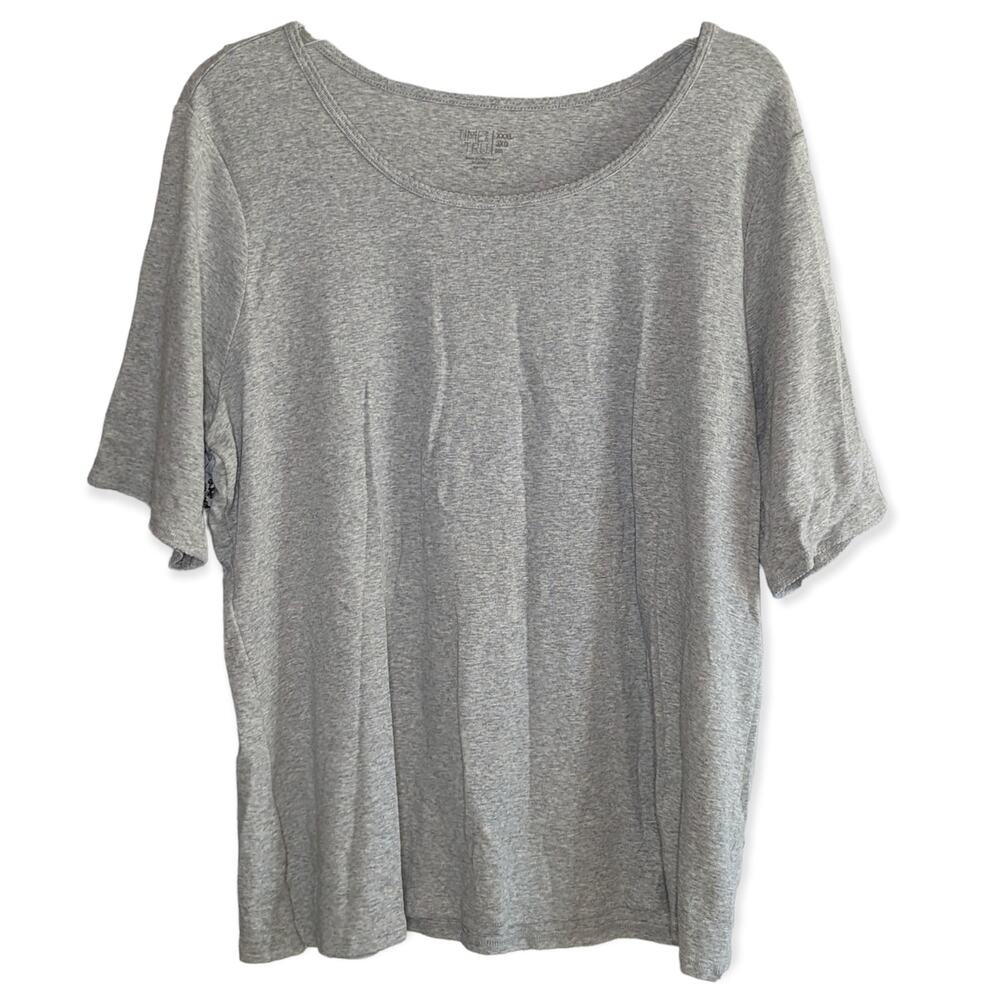 Time and Tru Womens Plus Short Sleeve Gray Crew Neck Comfort Tee Top XXXL (22)